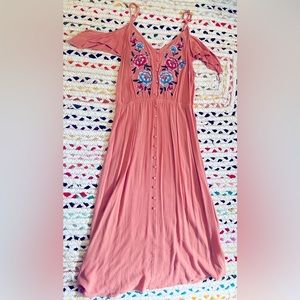 Blue pepper floral embroidered size L dress